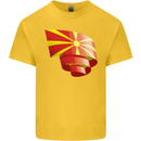 Curled Macedonia Flag Macedonian Day Football Kids T-Shirt Childrens Yellow