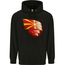 Curled Macedonia Flag Macedonian Day Football Mens 80% Cotton Hoodie Black