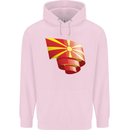Curled Macedonia Flag Macedonian Day Football Mens 80% Cotton Hoodie Light Pink