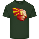 Curled Macedonia Flag Macedonian Day Football Mens Cotton T-Shirt Tee Top Forest Green