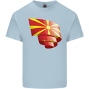 Curled Macedonia Flag Macedonian Day Football Mens Cotton T-Shirt Tee Top Light Blue
