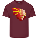 Curled Macedonia Flag Macedonian Day Football Mens Cotton T-Shirt Tee Top Maroon