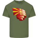Curled Macedonia Flag Macedonian Day Football Mens Cotton T-Shirt Tee Top Military Green