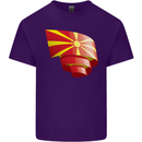 Curled Macedonia Flag Macedonian Day Football Mens Cotton T-Shirt Tee Top Purple