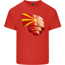 Curled Macedonia Flag Macedonian Day Football Mens Cotton T-Shirt Tee Top Red
