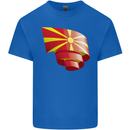Curled Macedonia Flag Macedonian Day Football Mens Cotton T-Shirt Tee Top Royal Blue