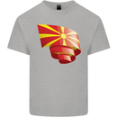 Curled Macedonia Flag Macedonian Day Football Mens Cotton T-Shirt Tee Top Sports Grey