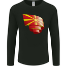 Curled Macedonia Flag Macedonian Day Football Mens Long Sleeve T-Shirt Black