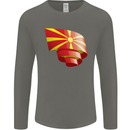 Curled Macedonia Flag Macedonian Day Football Mens Long Sleeve T-Shirt Charcoal
