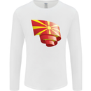 Curled Macedonia Flag Macedonian Day Football Mens Long Sleeve T-Shirt White
