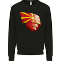 Curled Macedonia Flag Macedonian Day Football Mens Sweatshirt Jumper Black