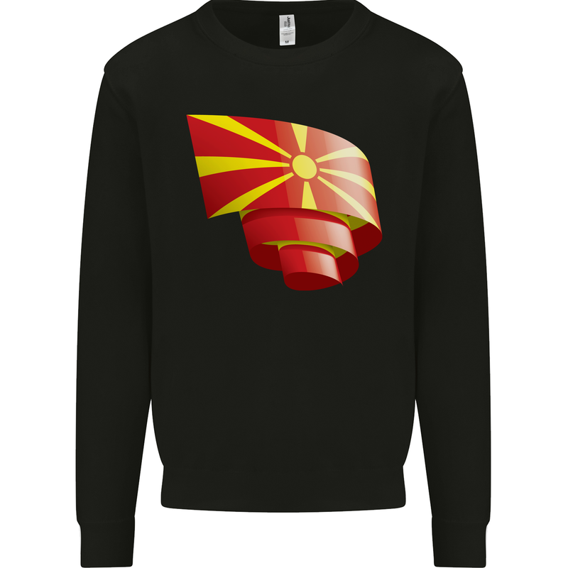 Curled Macedonia Flag Macedonian Day Football Mens Sweatshirt Jumper Black