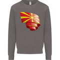 Curled Macedonia Flag Macedonian Day Football Mens Sweatshirt Jumper Charcoal