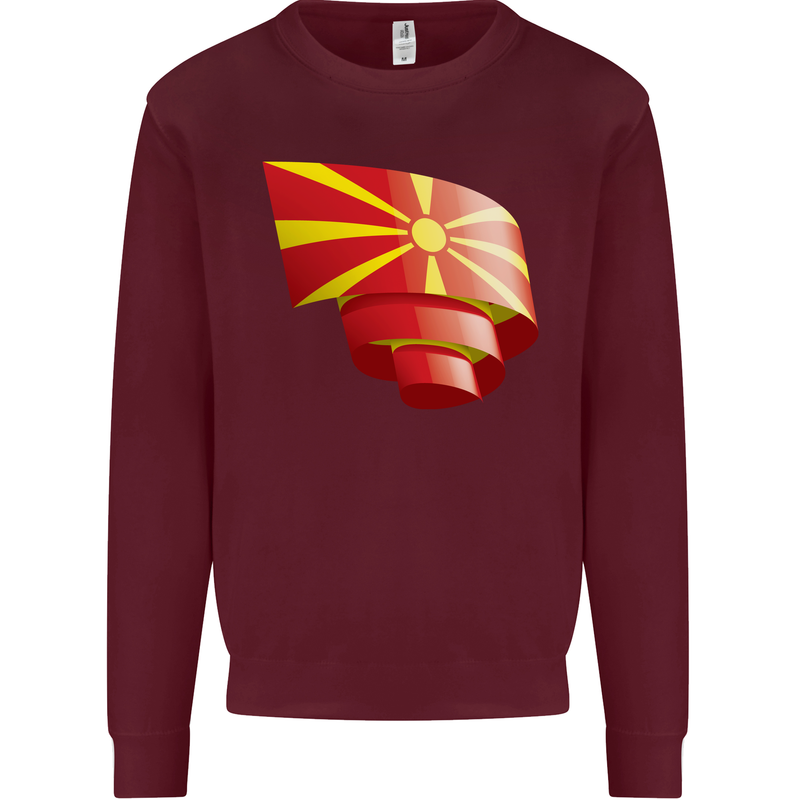 Curled Macedonia Flag Macedonian Day Football Mens Sweatshirt Jumper Maroon
