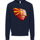 Curled Macedonia Flag Macedonian Day Football Mens Sweatshirt Jumper Navy Blue