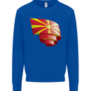 Curled Macedonia Flag Macedonian Day Football Mens Sweatshirt Jumper Royal Blue
