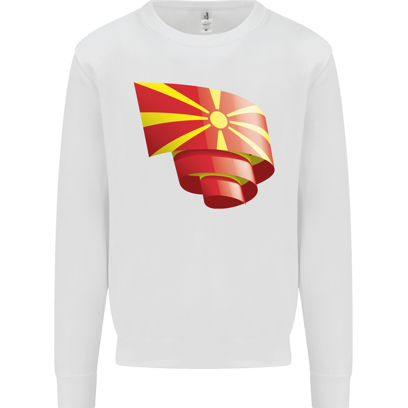 Curled Macedonia Flag Macedonian Day Football Mens Sweatshirt Jumper White