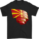 Curled Macedonia Flag Macedonian Day Football Mens T-Shirt 100% Cotton Black