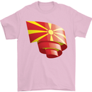 Curled Macedonia Flag Macedonian Day Football Mens T-Shirt 100% Cotton Light Pink