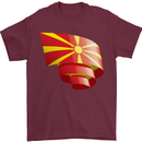 Curled Macedonia Flag Macedonian Day Football Mens T-Shirt 100% Cotton Maroon