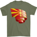 Curled Macedonia Flag Macedonian Day Football Mens T-Shirt 100% Cotton Military Green