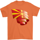 Curled Macedonia Flag Macedonian Day Football Mens T-Shirt 100% Cotton Orange