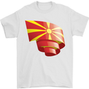 Curled Macedonia Flag Macedonian Day Football Mens T-Shirt 100% Cotton White