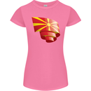Curled Macedonia Flag Macedonian Day Football Womens Petite Cut T-Shirt Azalea
