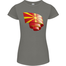 Curled Macedonia Flag Macedonian Day Football Womens Petite Cut T-Shirt Charcoal