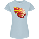Curled Macedonia Flag Macedonian Day Football Womens Petite Cut T-Shirt Light Blue