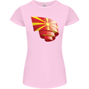 Curled Macedonia Flag Macedonian Day Football Womens Petite Cut T-Shirt Light Pink