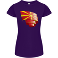 Curled Macedonia Flag Macedonian Day Football Womens Petite Cut T-Shirt Purple