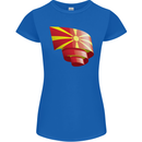 Curled Macedonia Flag Macedonian Day Football Womens Petite Cut T-Shirt Royal Blue