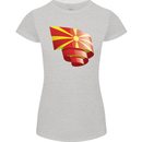 Curled Macedonia Flag Macedonian Day Football Womens Petite Cut T-Shirt Sports Grey