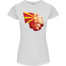Curled Macedonia Flag Macedonian Day Football Womens Petite Cut T-Shirt White