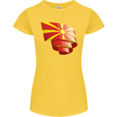 Curled Macedonia Flag Macedonian Day Football Womens Petite Cut T-Shirt Yellow