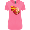 Curled Macedonia Flag Macedonian Day Football Womens Wider Cut T-Shirt Azalea