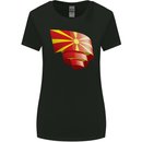 Curled Macedonia Flag Macedonian Day Football Womens Wider Cut T-Shirt Black