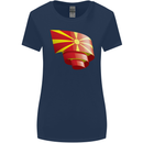 Curled Macedonia Flag Macedonian Day Football Womens Wider Cut T-Shirt Navy Blue