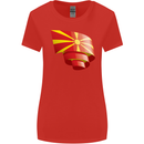 Curled Macedonia Flag Macedonian Day Football Womens Wider Cut T-Shirt Red