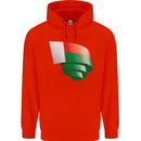Curled Madagascar Flag Madagascan Day Football Childrens Kids Hoodie Bright Red