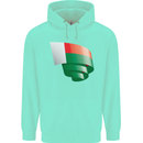 Curled Madagascar Flag Madagascan Day Football Childrens Kids Hoodie Peppermint