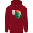 Curled Madagascar Flag Madagascan Day Football Childrens Kids Hoodie Red