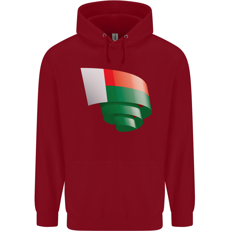 Curled Madagascar Flag Madagascan Day Football Childrens Kids Hoodie Red