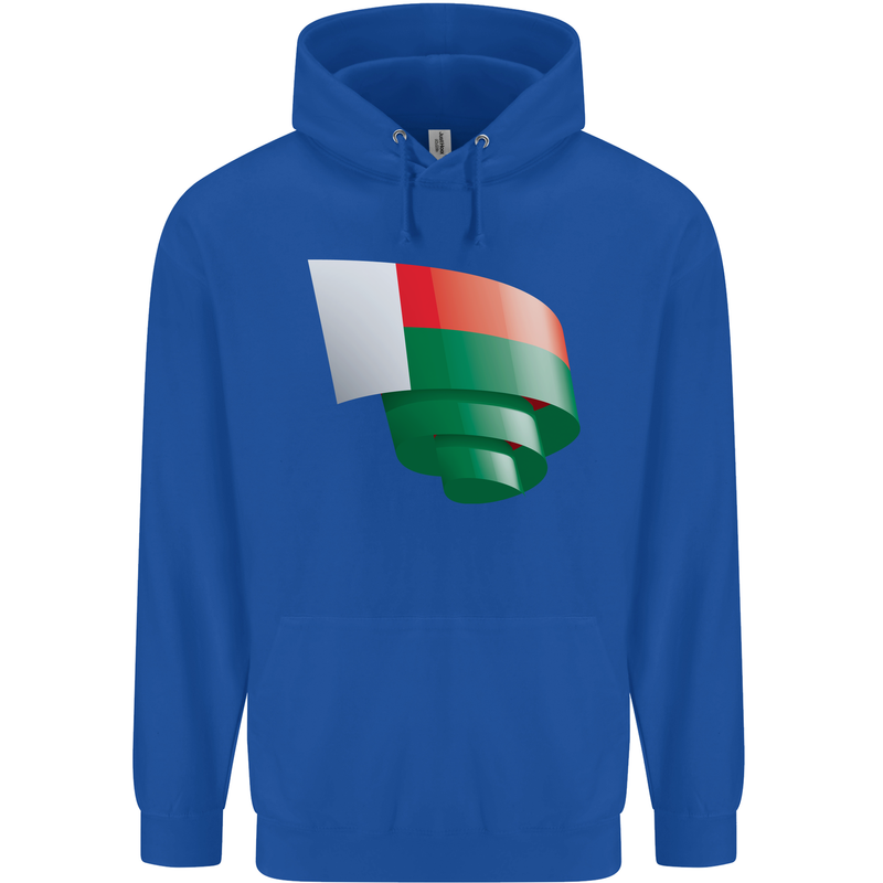 Curled Madagascar Flag Madagascan Day Football Childrens Kids Hoodie Royal Blue