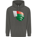 Curled Madagascar Flag Madagascan Day Football Childrens Kids Hoodie Storm Grey