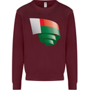 Curled Madagascar Flag Madagascan Day Football Kids Sweatshirt Jumper Maroon