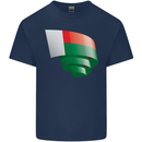 Curled Madagascar Flag Madagascan Day Football Kids T-Shirt Childrens Navy Blue