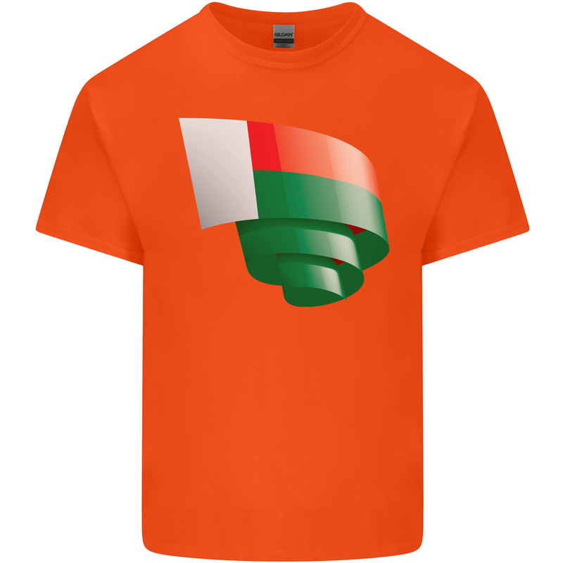Curled Madagascar Flag Madagascan Day Football Kids T-Shirt Childrens Orange