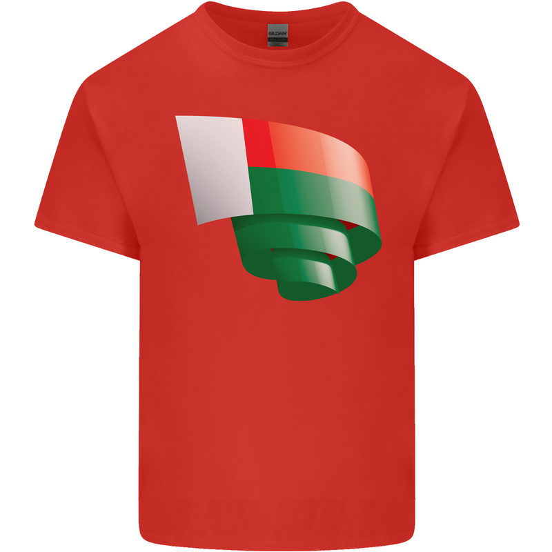 Curled Madagascar Flag Madagascan Day Football Kids T-Shirt Childrens Red